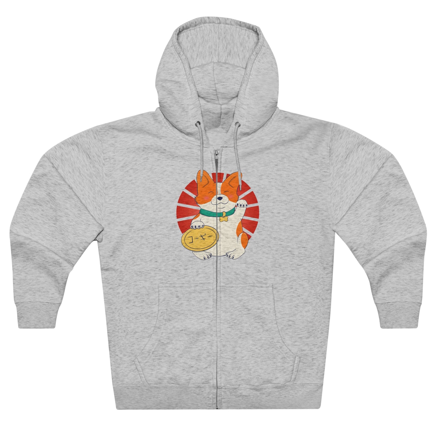 Full Zip Hoodie - Unisex - Maneki corgi