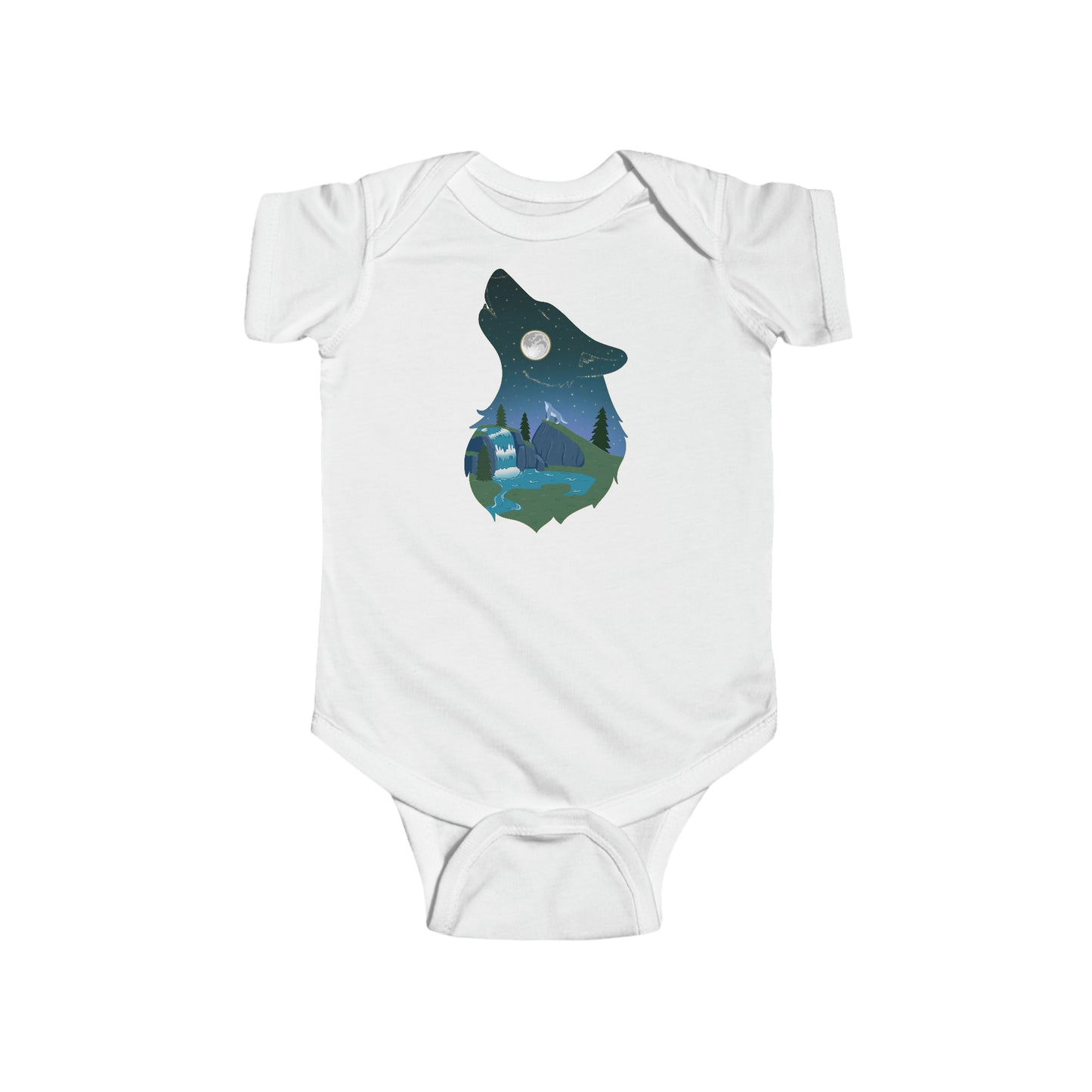 Short-sleeved onesie - wolf constellation