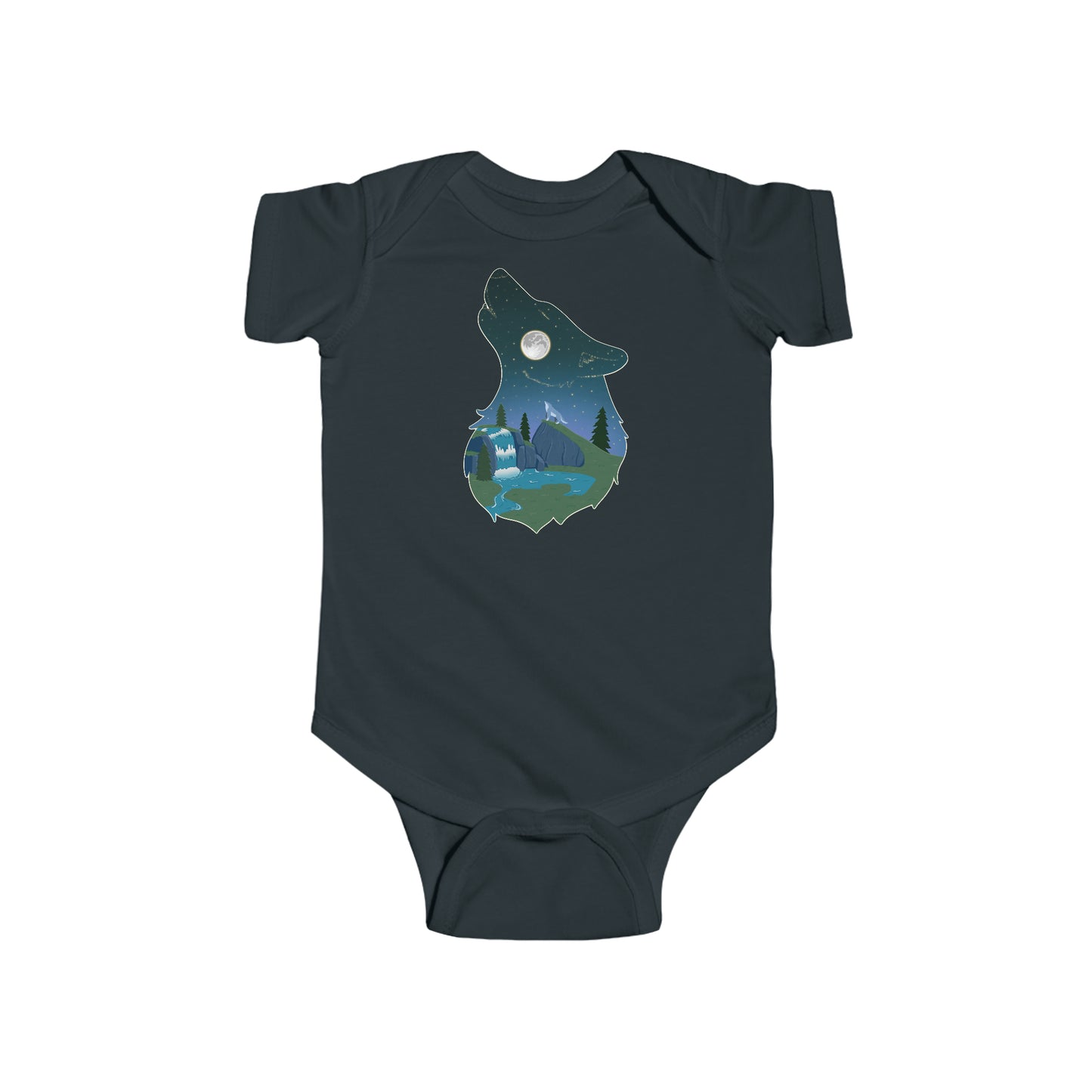 Short-sleeved onesie - wolf constellation