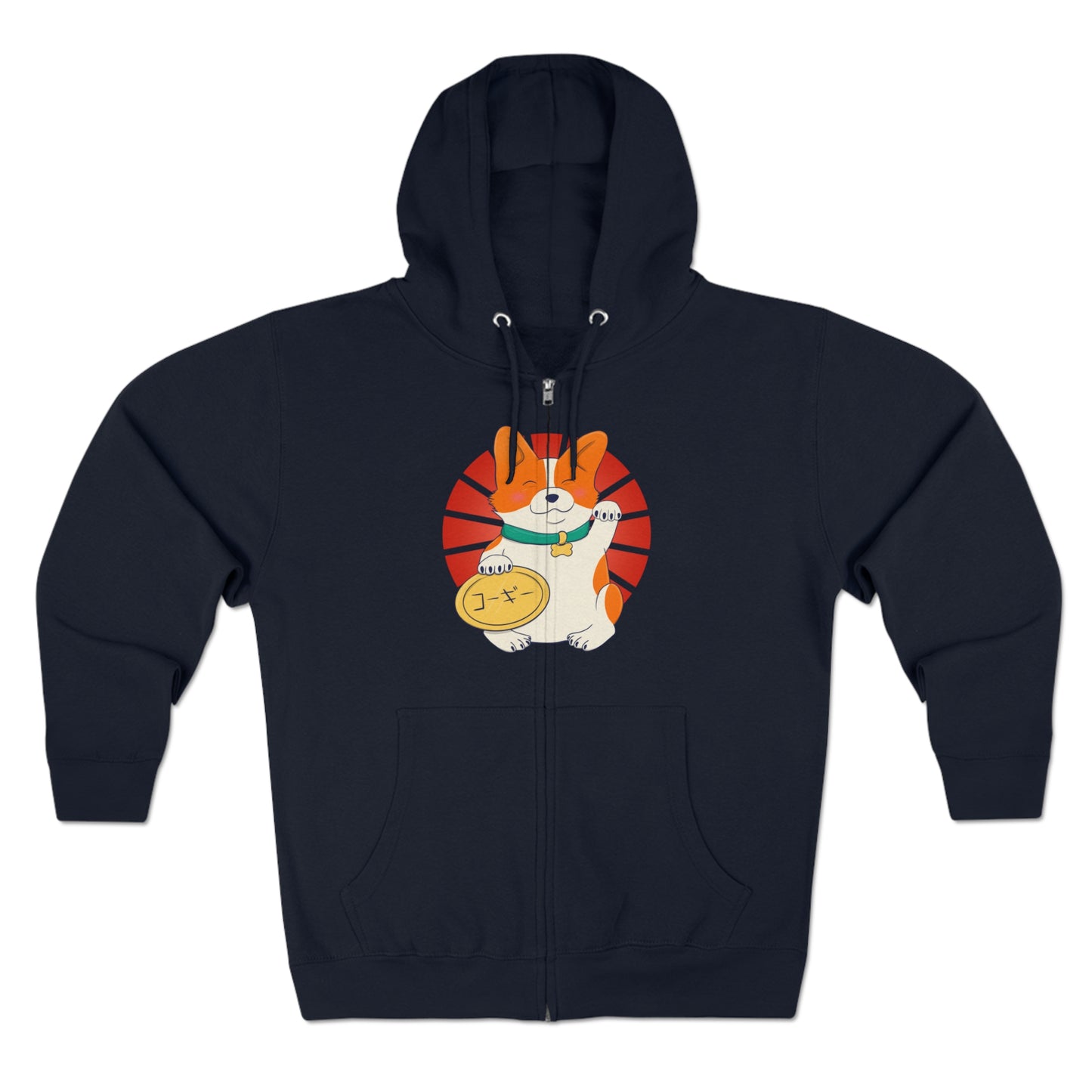 Full Zip Hoodie - Unisex - Maneki corgi