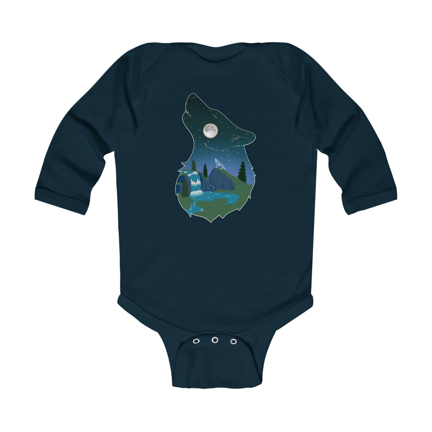 Long-sleeved onesie - Wolf Constellation