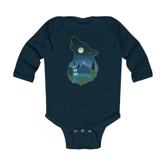 Long-sleeved onesie - Wolf Constellation