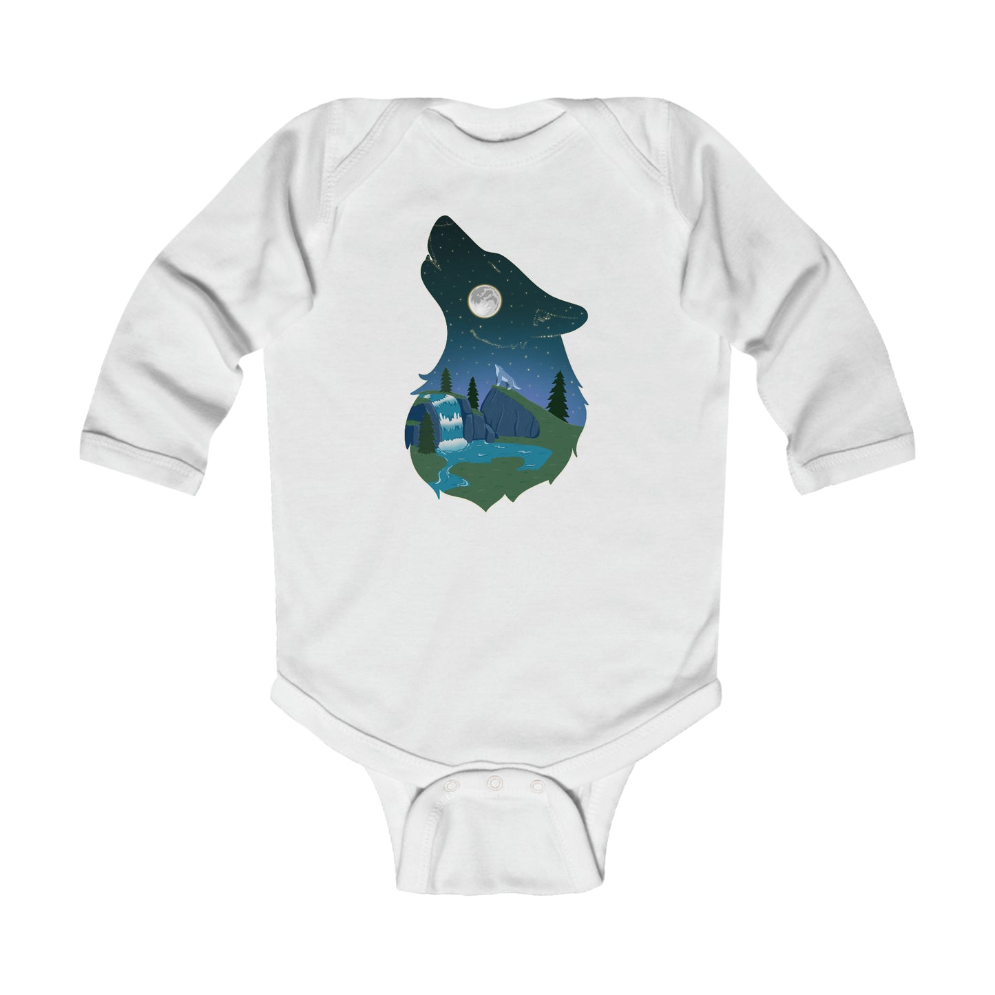 Long-sleeved onesie - Wolf Constellation