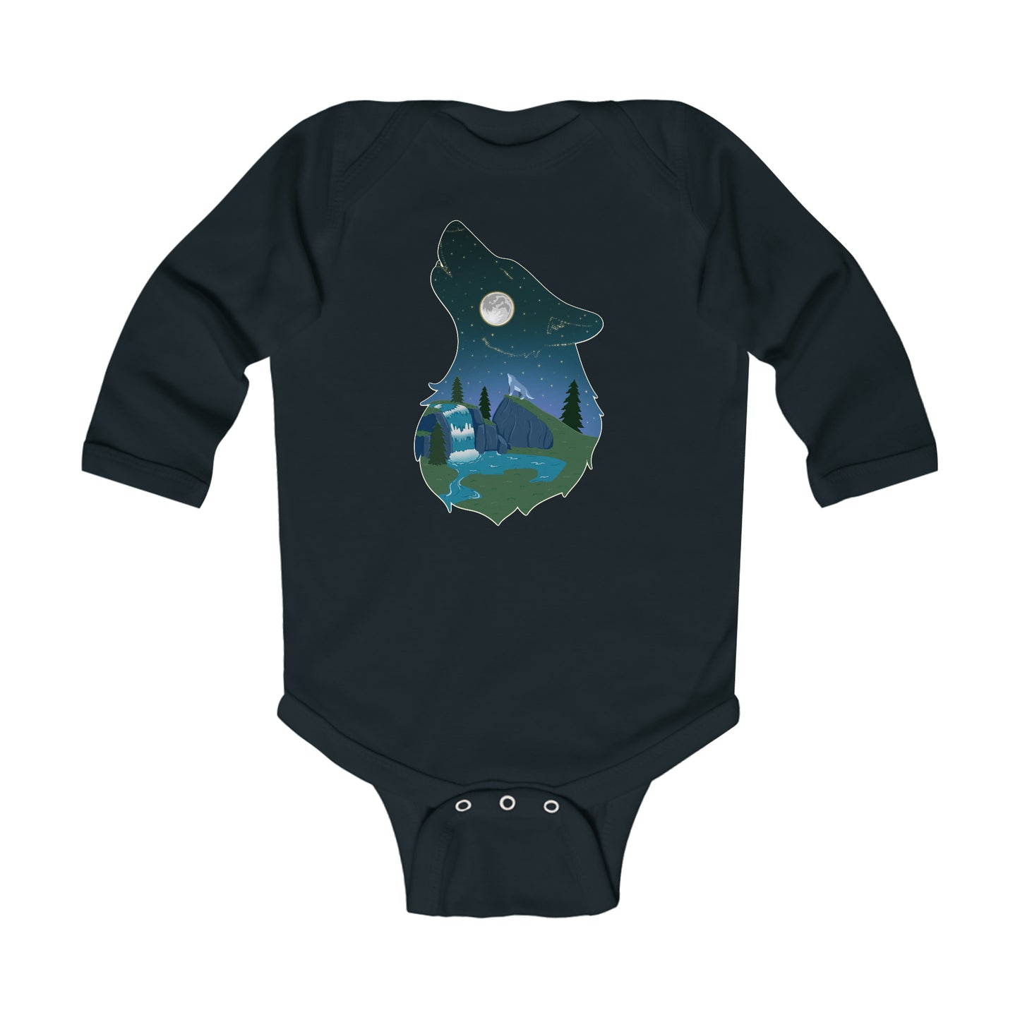 Long-sleeved onesie - Wolf Constellation