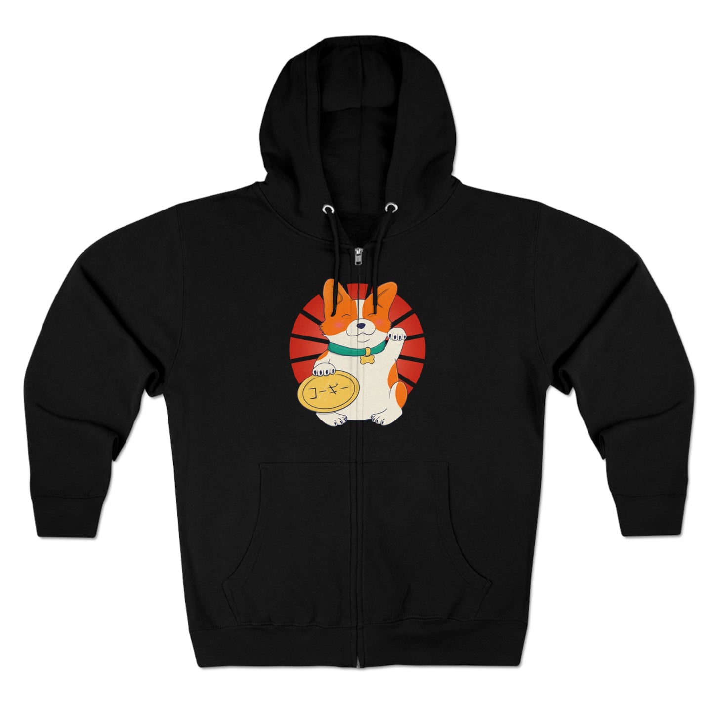 Full Zip Hoodie - Unisex - Maneki corgi