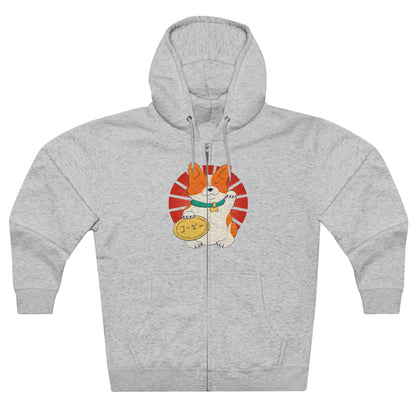 Full Zip Hoodie - Unisex - Maneki corgi 