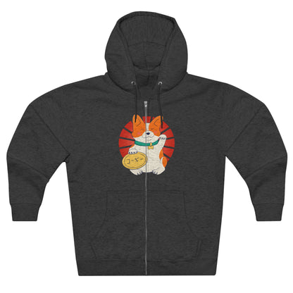 Full Zip Hoodie - Unisex - Maneki corgi 