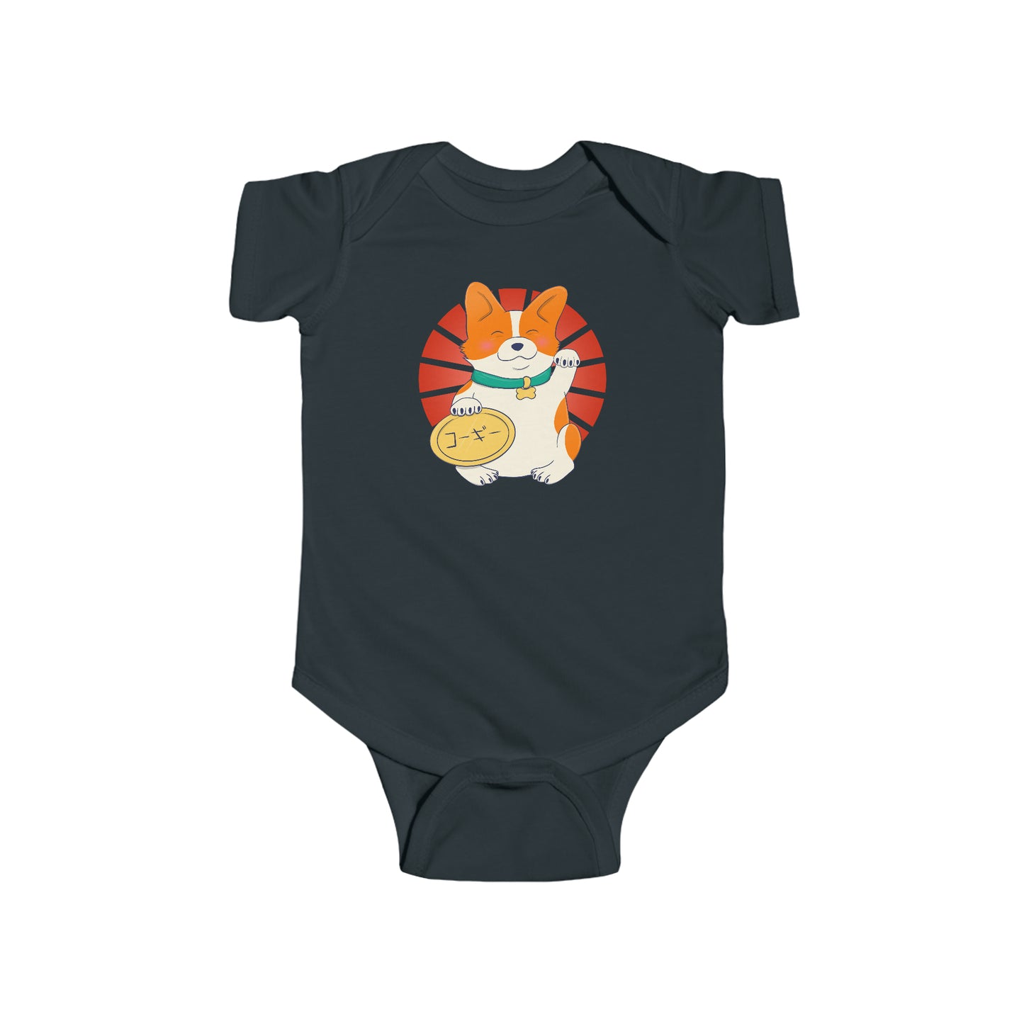 Short-sleeved onesie - Maneki corgi