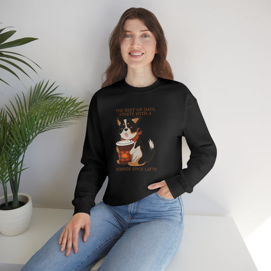 Chandail à col rond - Unisexe - Pumpkin spice corgi