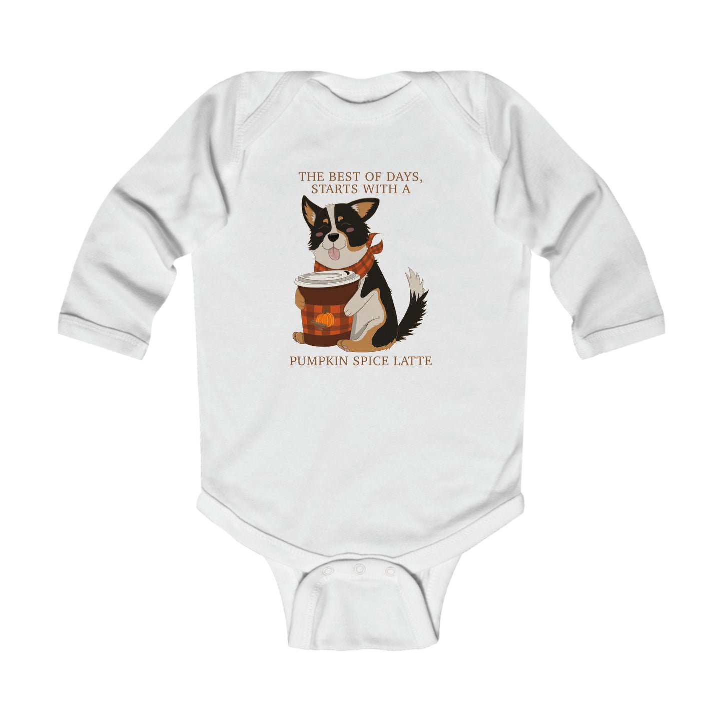 Cache-couche à manches longues - Pumpkin spice corgi