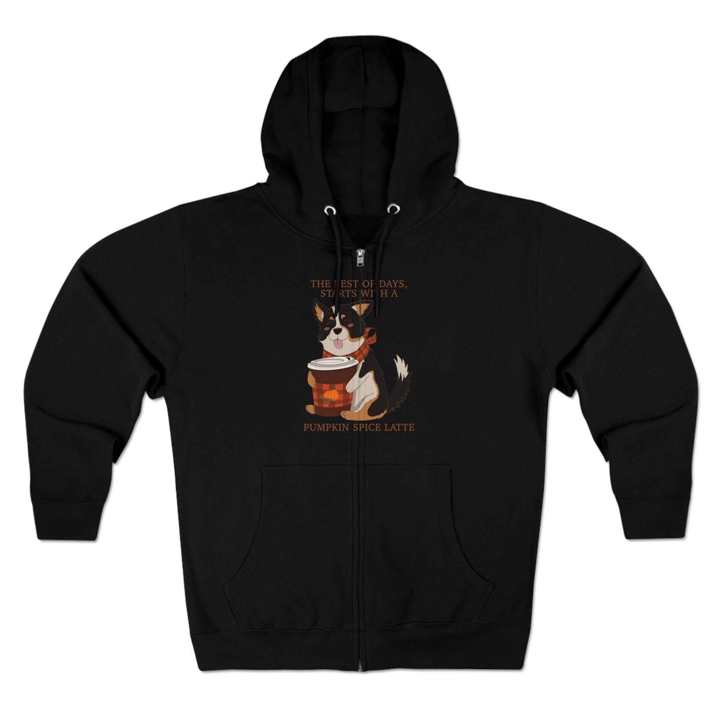 Full Zip Hoodie - Unisex - Pumpkin spice corgi