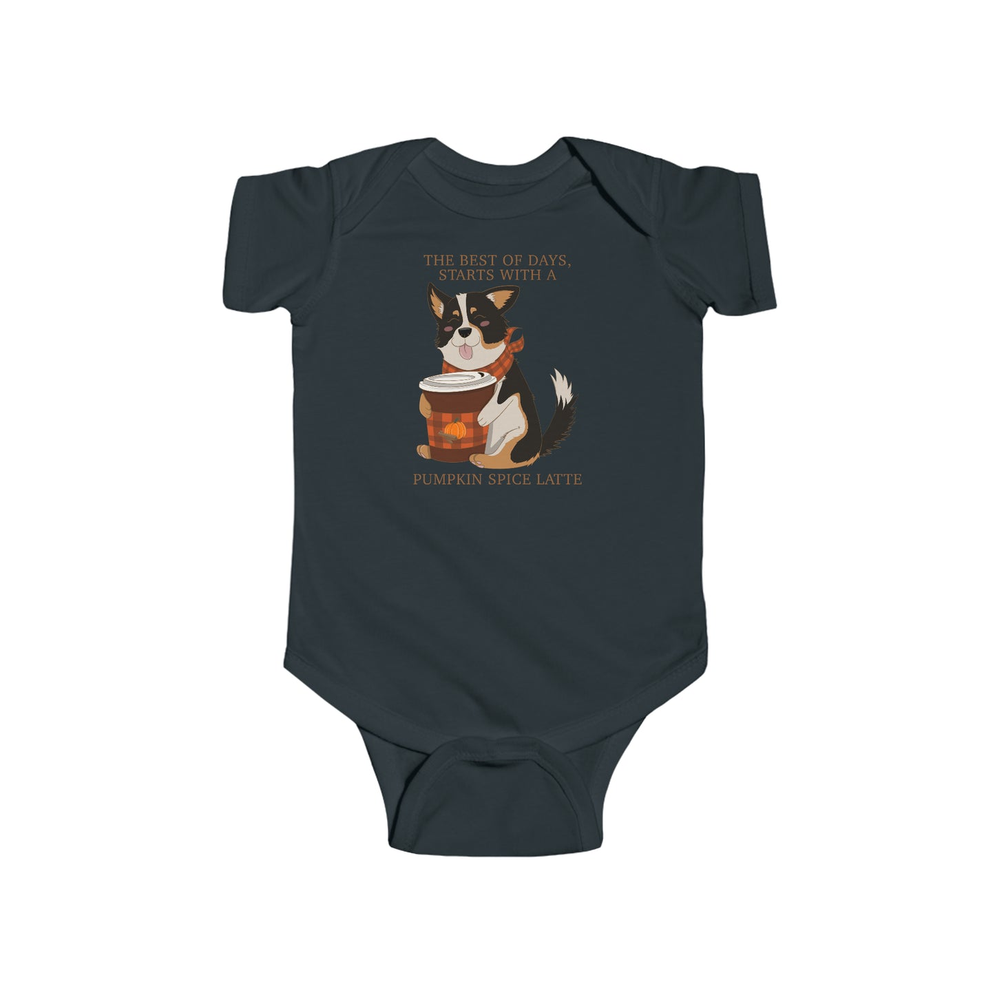 Short-sleeved onesie - Pumpkin spice corgi