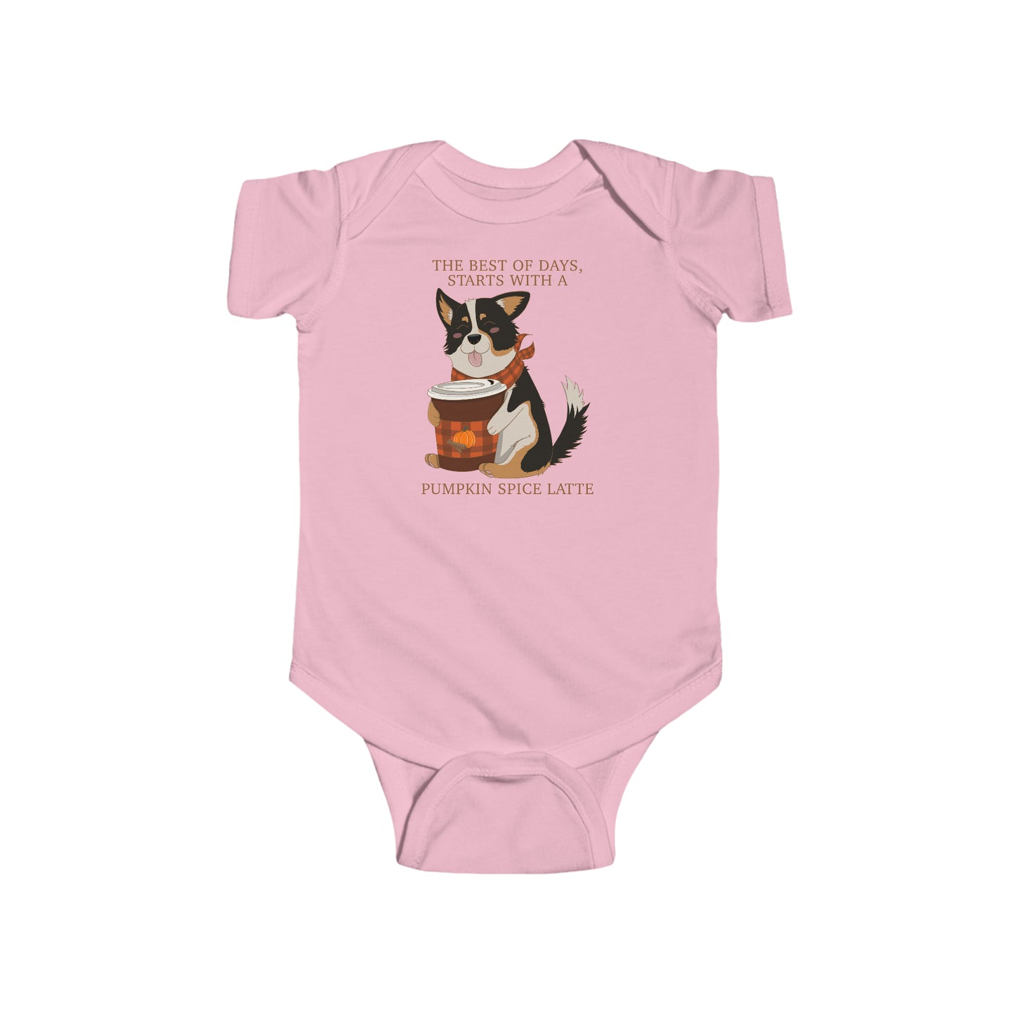 Short-sleeved onesie - Pumpkin spice corgi