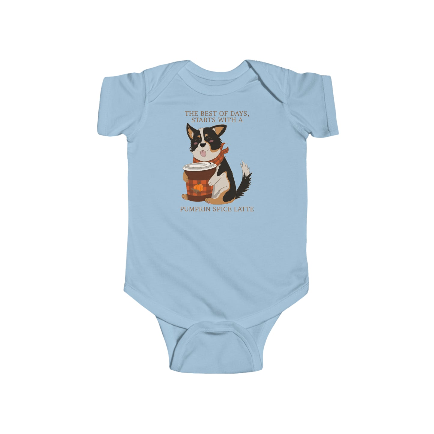Short-sleeved onesie - Pumpkin spice corgi