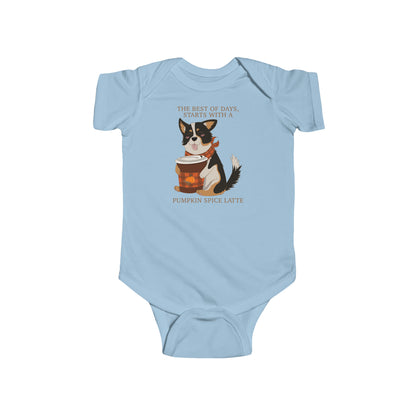 Short-sleeved onesie - Pumpkin spice corgi