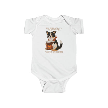 Short-sleeved onesie - Pumpkin spice corgi