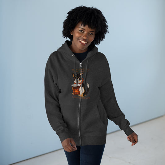 Full Zip Hoodie - Unisex - Pumpkin spice corgi