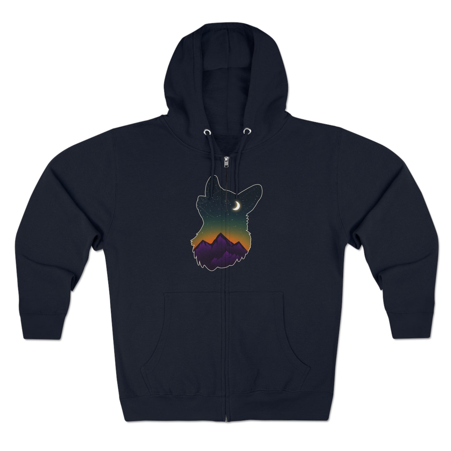Full Zip Hoodie - Unisex - Constellation Corgi