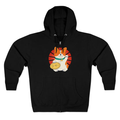 Full Zip Hoodie - Unisex - Maneki corgi 