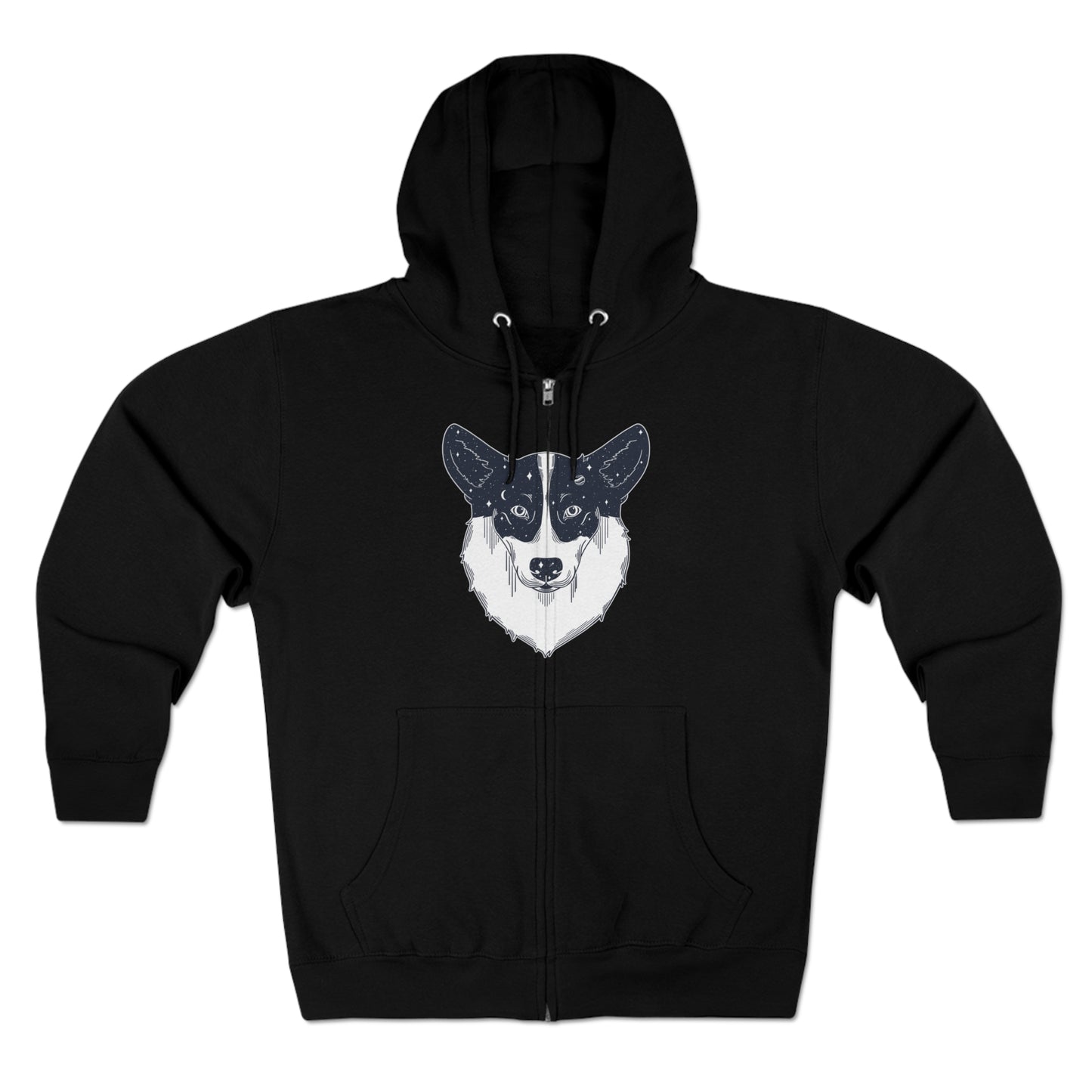 Full Zip Hoodie - Unisex - Starry Corgi 